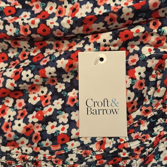 Croft & barrel Pl multi colored flowery midi dressruching bodice with pockets. - Picture 7 of 8